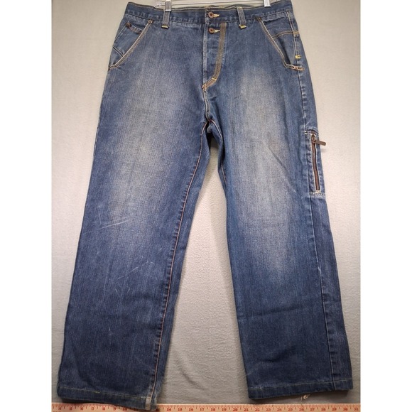 Gino Green Global Other - Gino Green Global Men Dark Wash Patched Embroidered Denim Jean Y2K Jeans Size 36